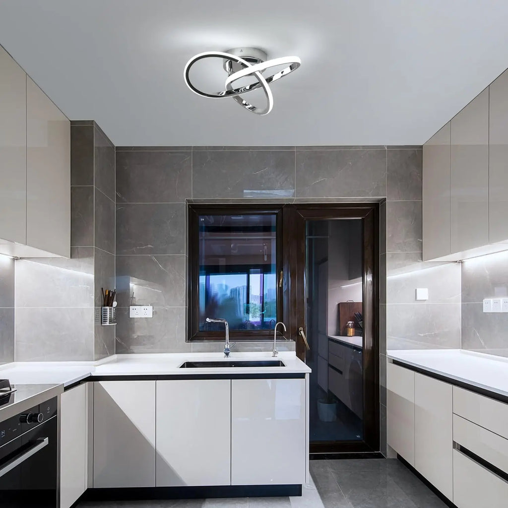 Modern Ceiling Light,6500K Cool White Led Ceiling Light Fixture,Curved Design Ceiling Lamp for Hallway Entryway