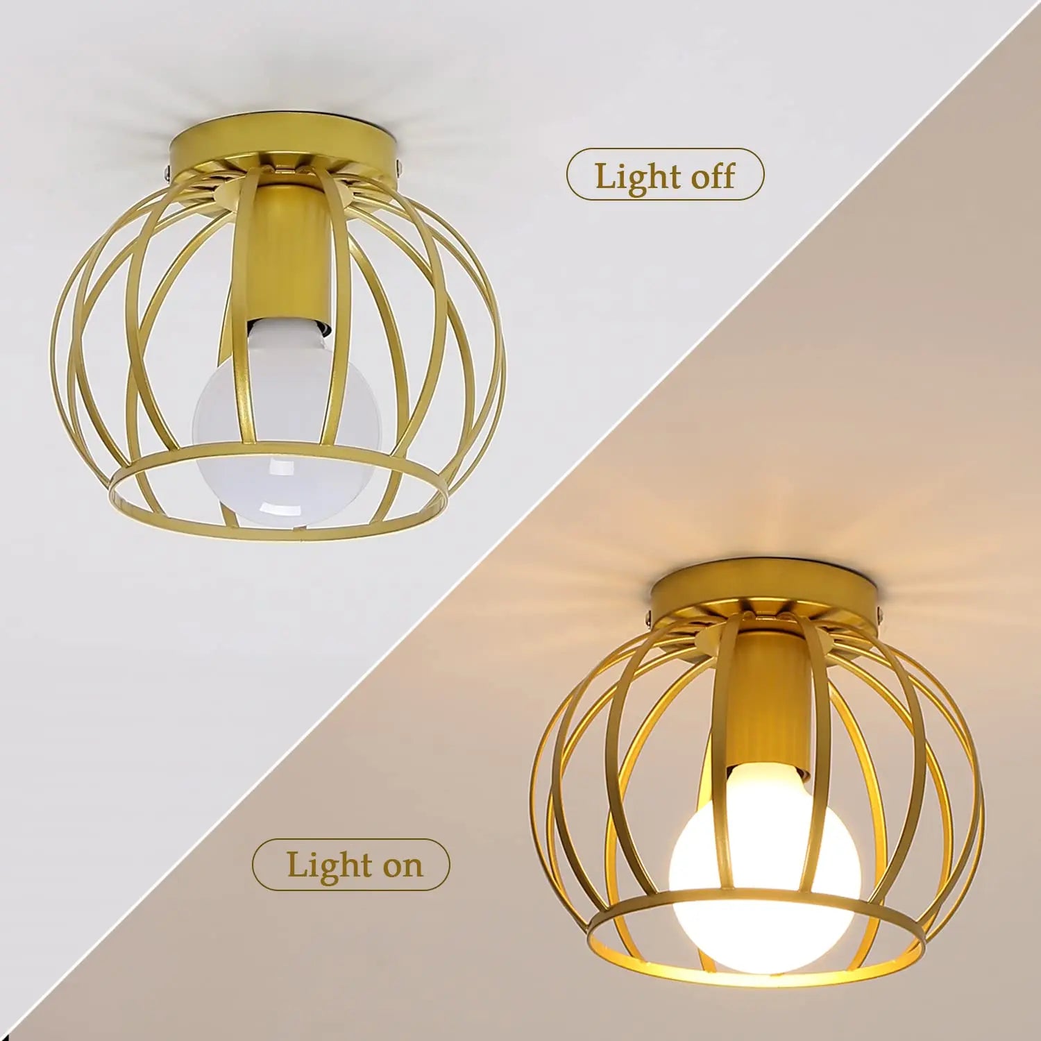 Iron Cage Pendant Ceiling Lampshade with E27 Holder,Vintage Ceiling Light Semi Flush Mount for Living Room（Bulb Not Included)