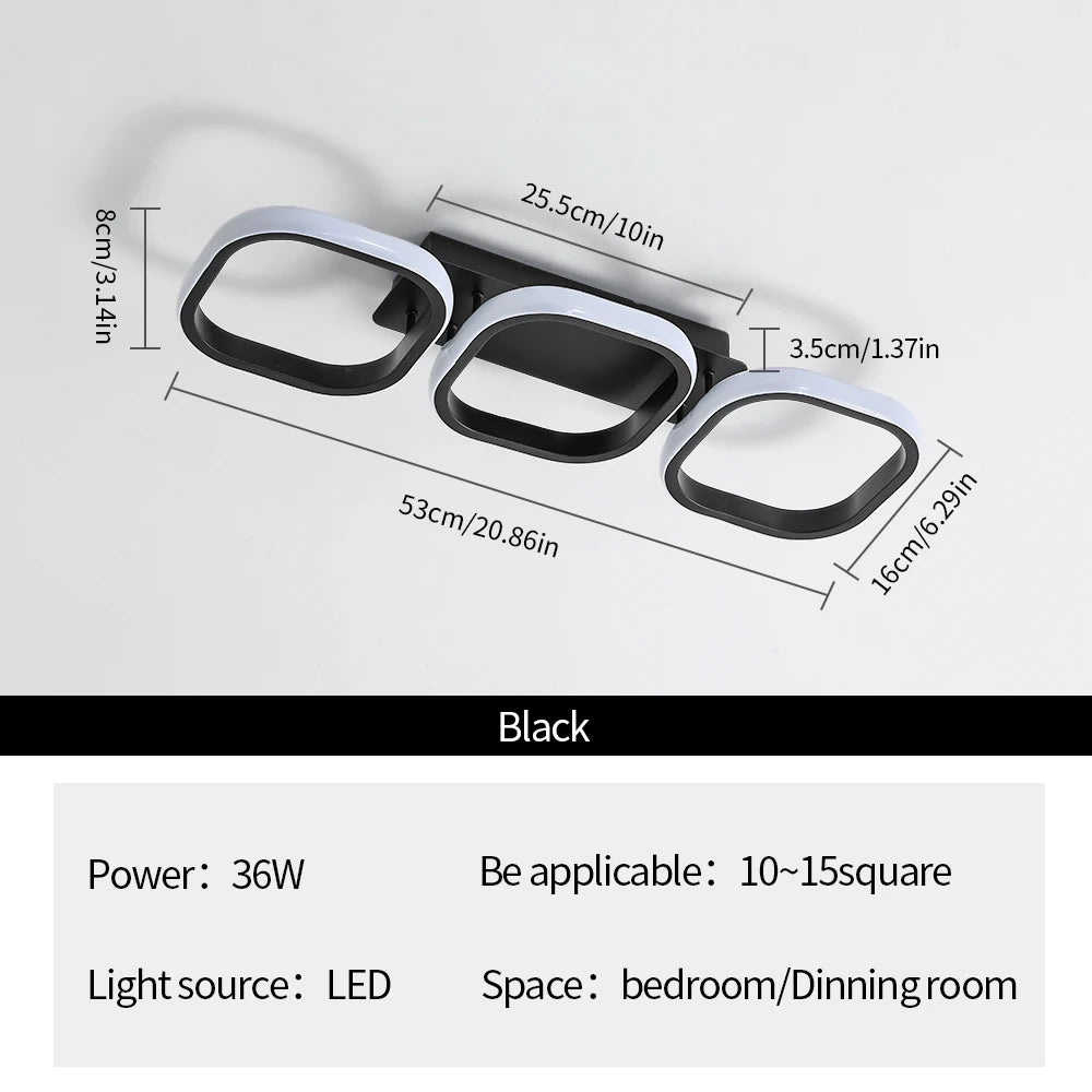 LED Ceiling Light,3 Squares Ceiling Lamps Fixture Flush Mount Ceiling Light 6500K Cool White Light for Living Room