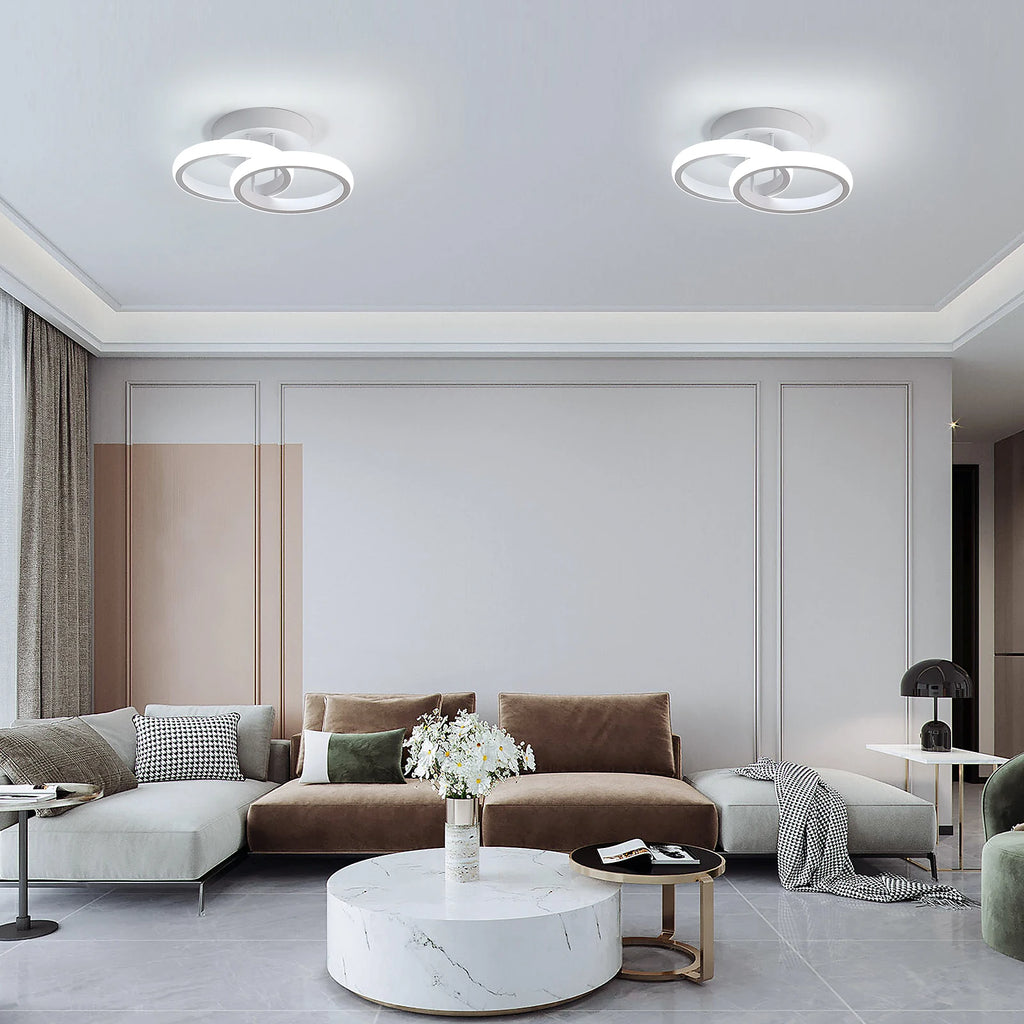 LED Ceiling Light, 2 Rings 22W Chandelier Modern Creative Design Ceiling Lamp for Corridor, Office, Bedroom