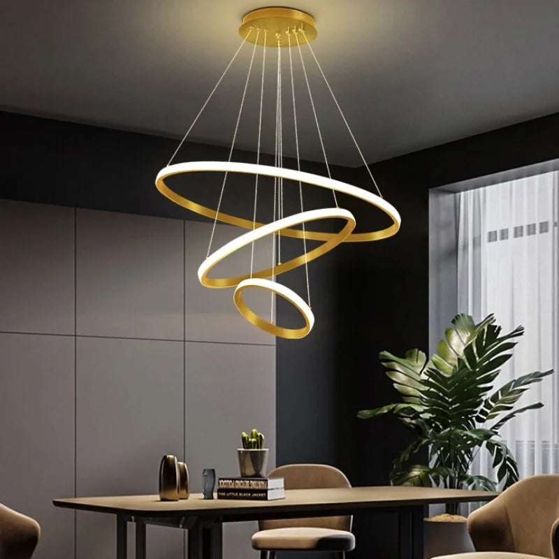 Dimmable Led Chandelier,Modern 40W 3 Rings Dimmable LED Chandeliers Light Fixture Pendant Light for Dining Room