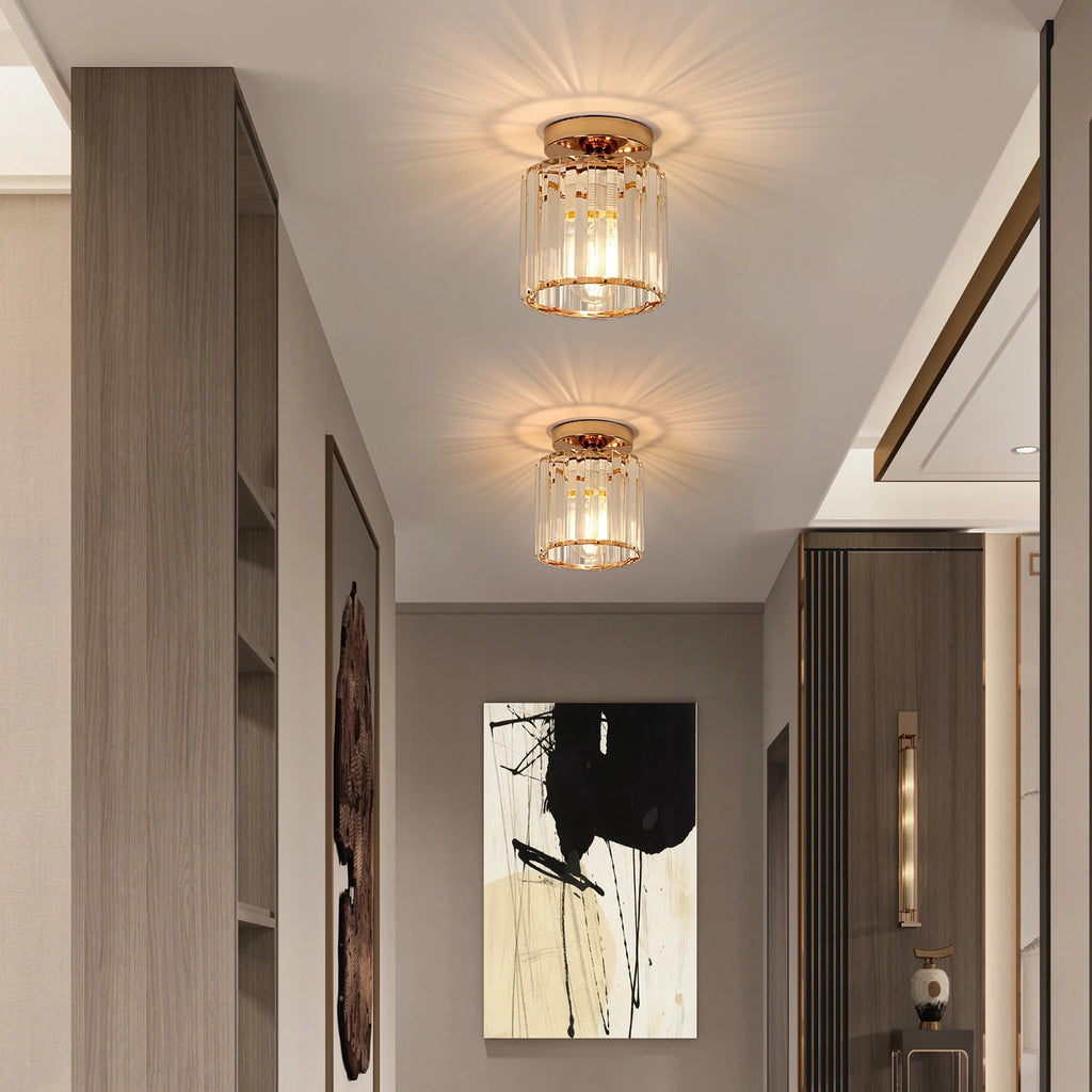 Crystal Ceiling Light,Close-to-Ceiling Lighting Fixture,For Hallway,Kitchen Island,Dining Room,E27 Base(Bulb Not Included)