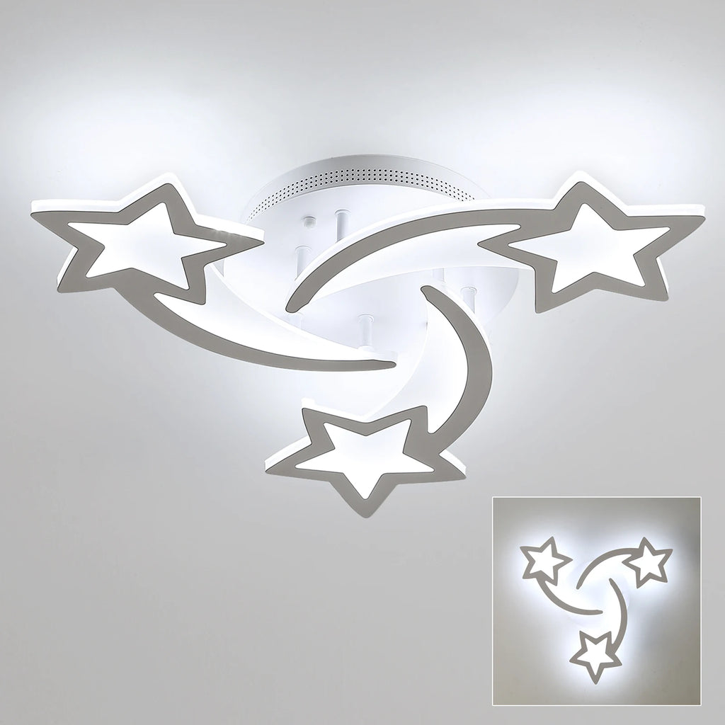 Modern LED Ceiling Lamp,3 Heads 40W White Acrylic Ceiling Light for Living Room,Bedroom,Diameter 53 cm,White Light 6500K