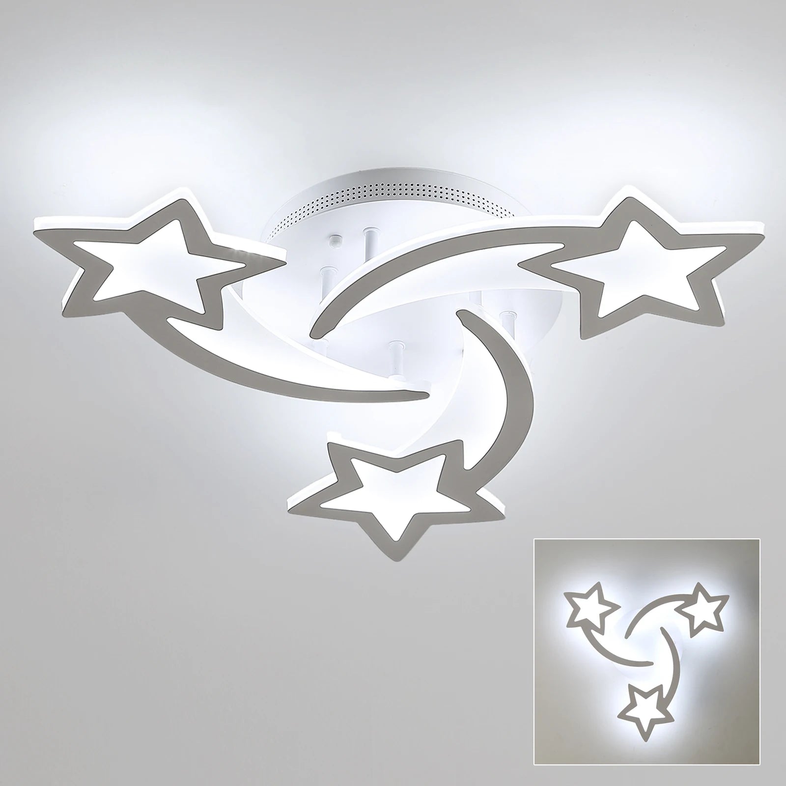 Modern LED Ceiling Lamp,3 Heads 40W White Acrylic Ceiling Light for Living Room,Bedroom,Diameter 53 cm,White Light 6500K
