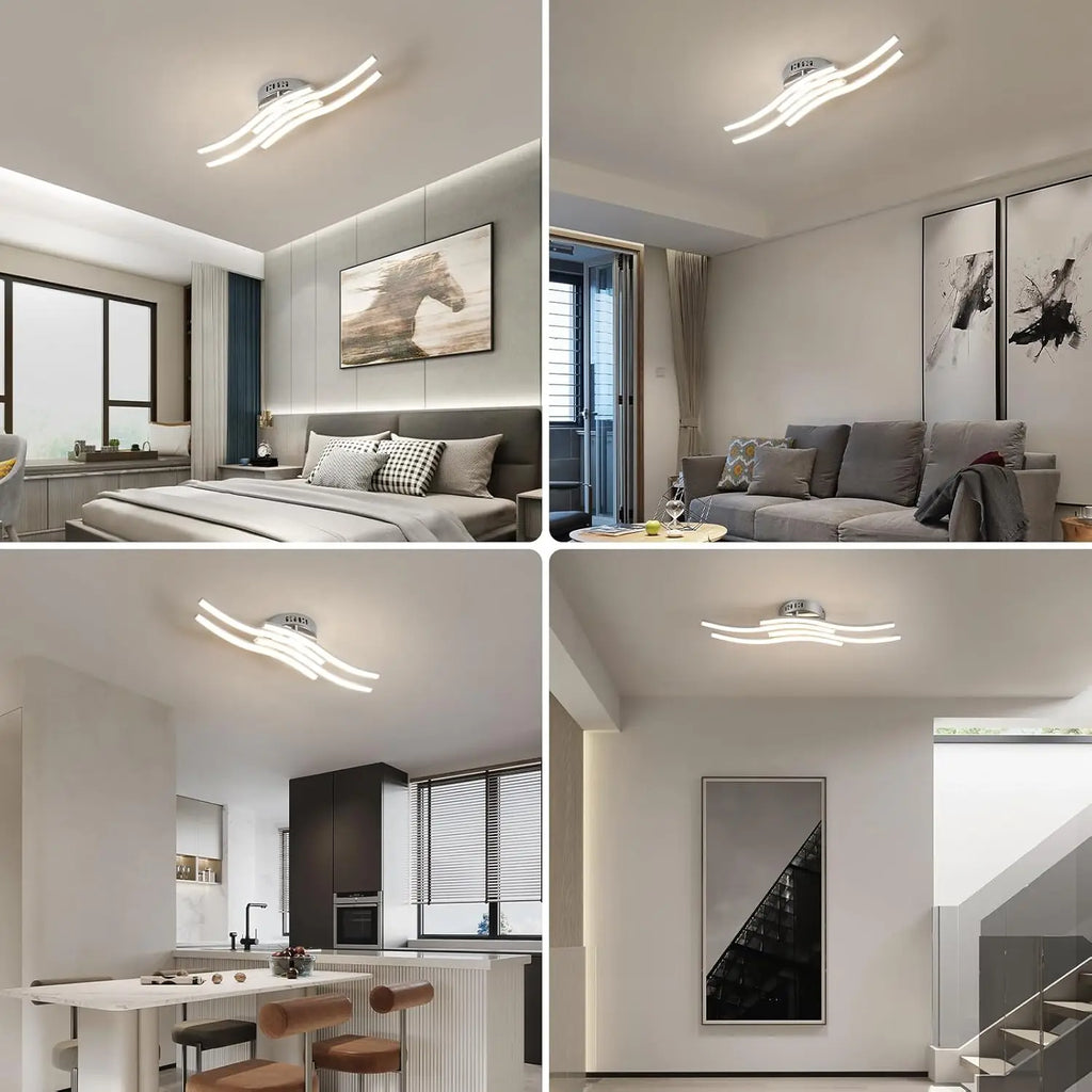 LED Ceiling Light,4 Built-in Wave Led Boards Design Ceiling Lamps,24W 2160LM Ceiling Lighting for Office,4500K Neutral Light