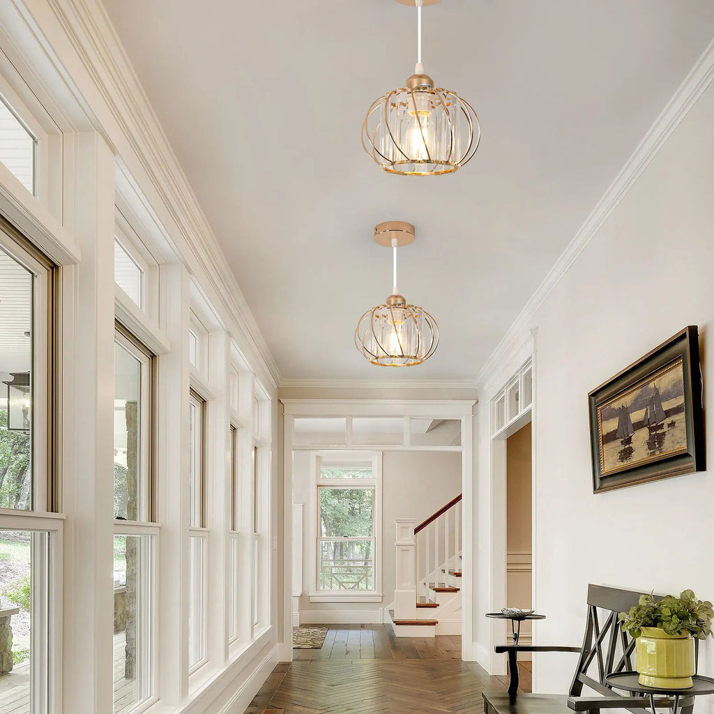 Crystal Pendent Light Fixture,Modern Mini Semi Flush Mount Chandeliers for Dinning Room,Hallway（Bulb not included)