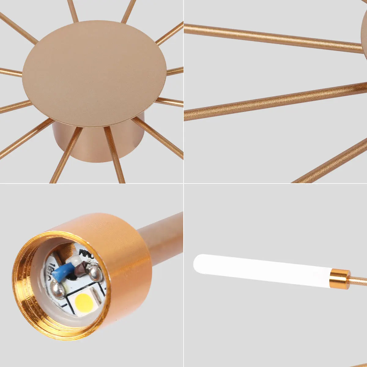 Modern LED Ceiling Light,Creative Fireworks Design Ceiling Lamp for Exhibition Children's Room,Neutral Light (Gold,12 Heads)
