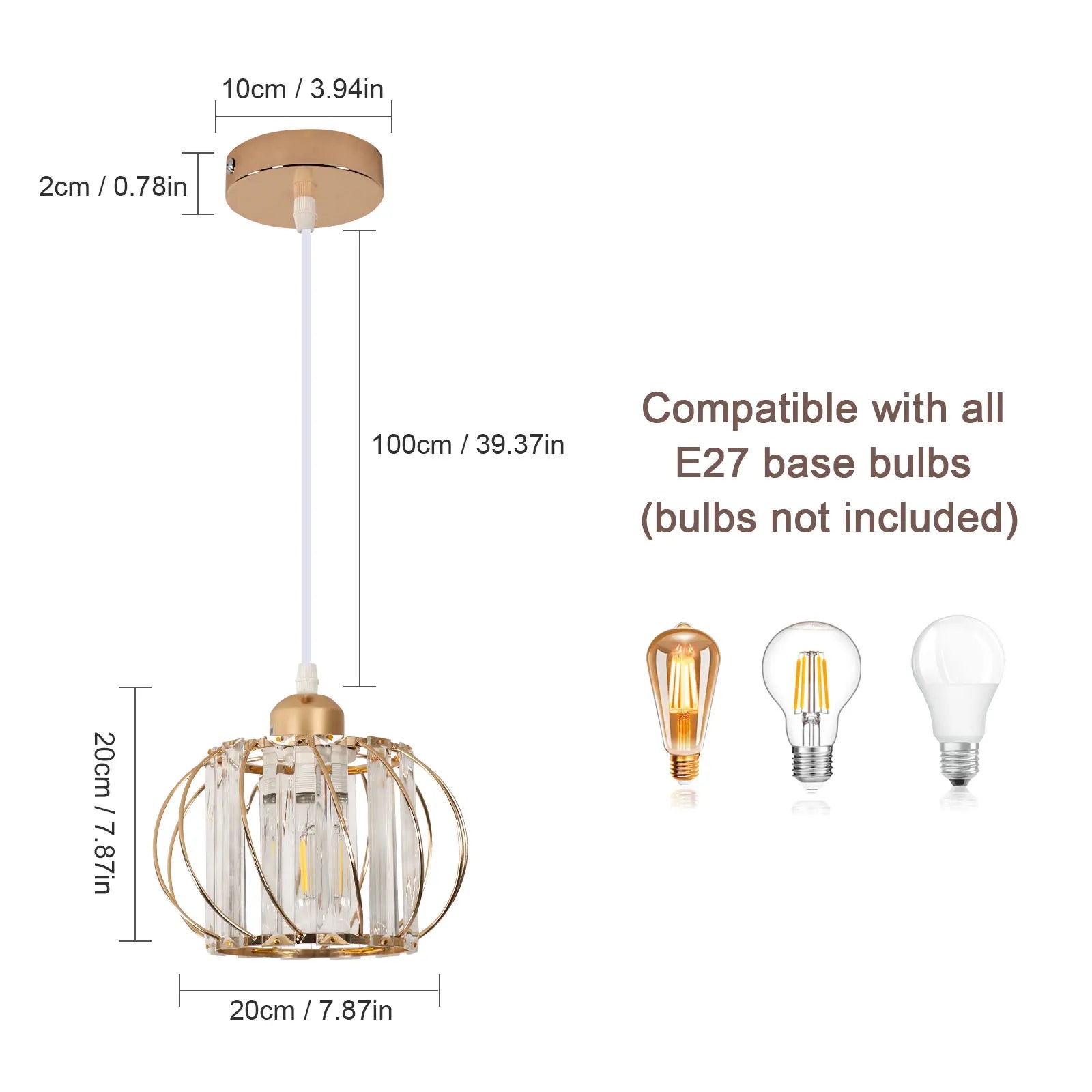 Crystal Pendent Light Fixture,Modern Mini Semi Flush Mount Chandeliers for Dinning Room,Hallway（Bulb not included)