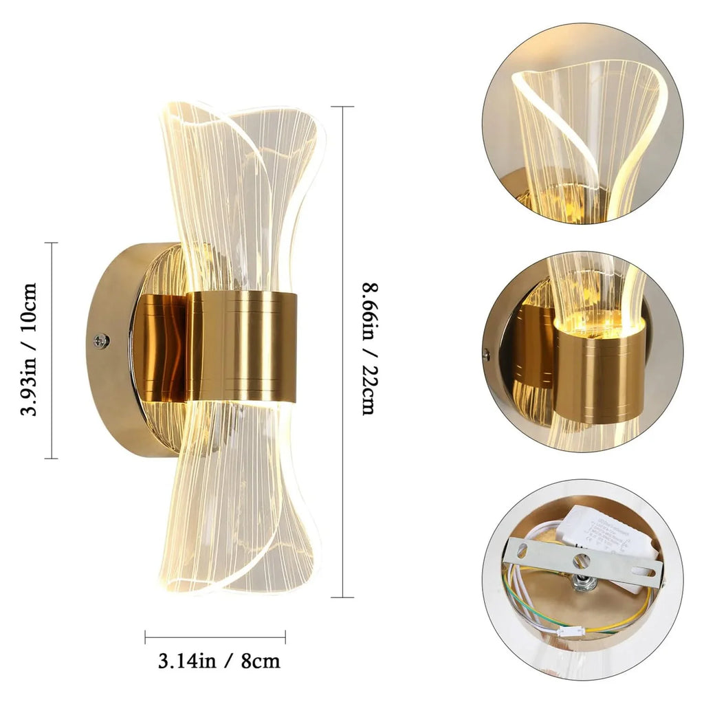 Gold Wave – nowoczesny kinkiet ścienny