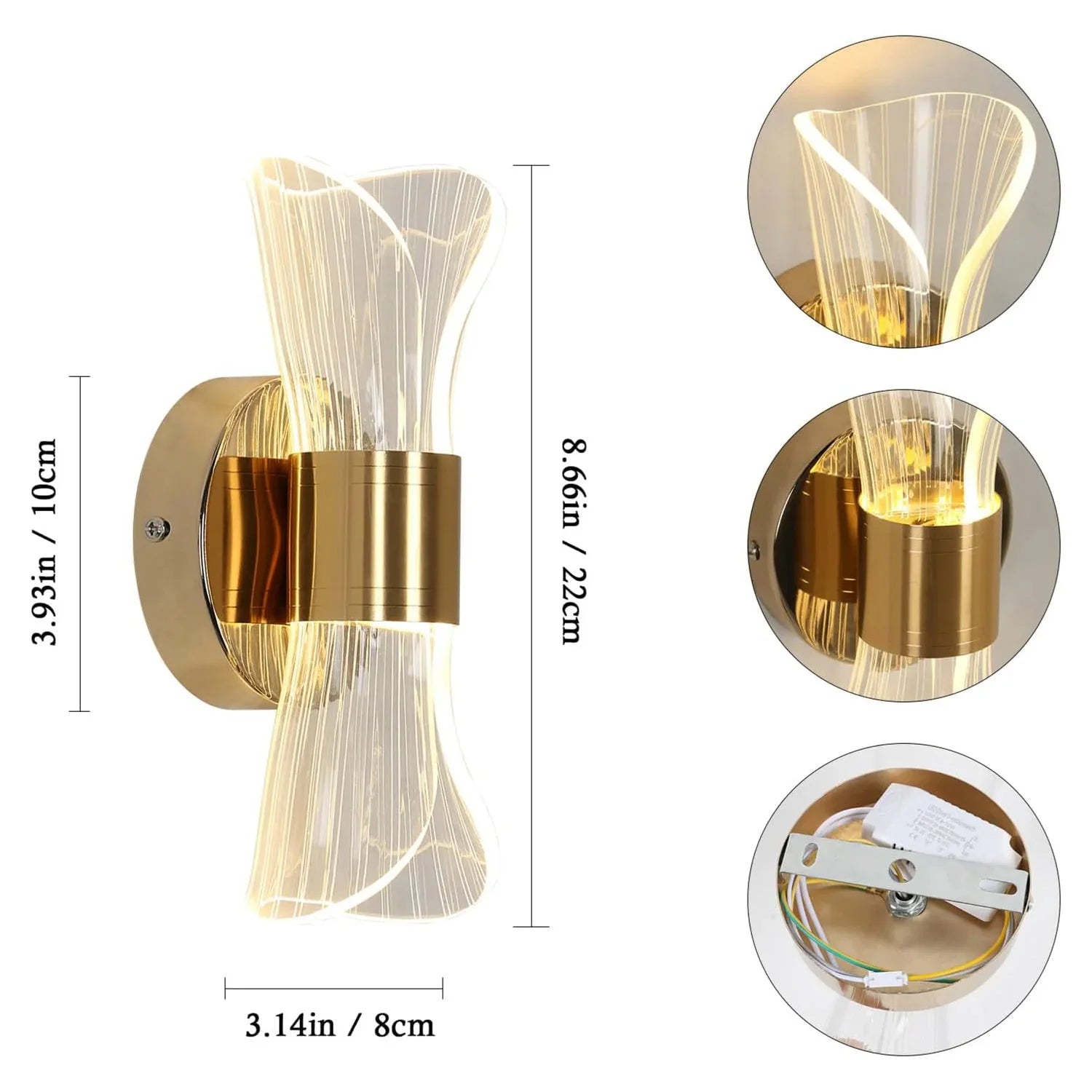 Gold Wave – nowoczesny kinkiet ścienny