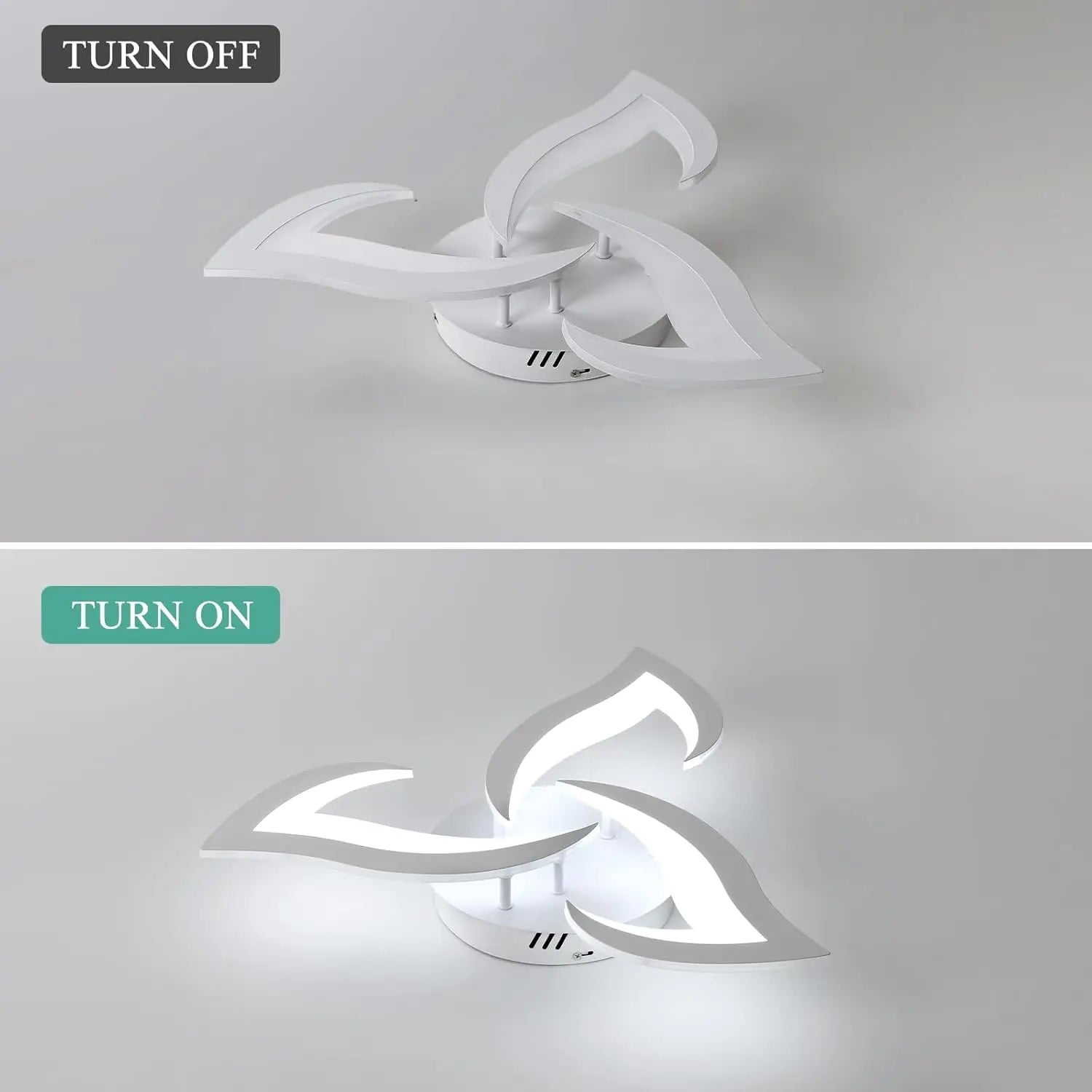 LED Ceiling Light,36W Modern Design Ceiling Lighting,3 Head Lights Living Room Ceiling Light Acrylic White Flower Fittings Ceilings for Bedroom, Kitchen,Dining Room,6500K White Light
