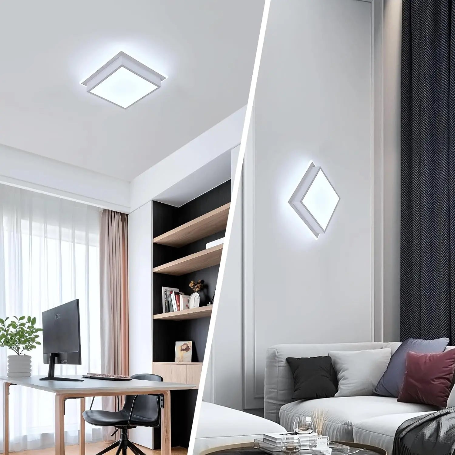 Modern LED Ceiling Light,20W 1800LM Acrylic Square LED Ceiling Lamp,Simple White Light Fittings Ceilings for Hallway,Cool White 6500K