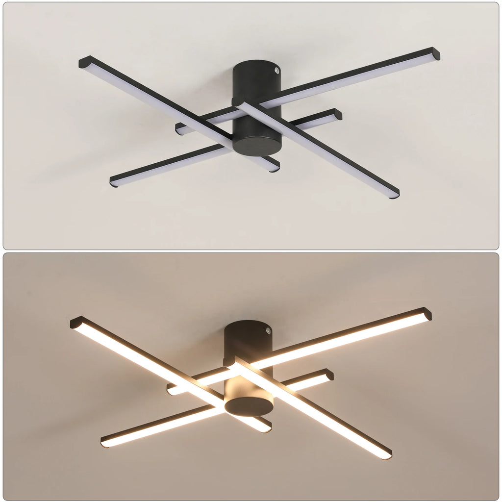 4 Built-in LED Boards Ceiling Light, 24W Black Elegant Design Ceiling lamp,3000K Warm  Light Fixture For Bedroom,Hallway