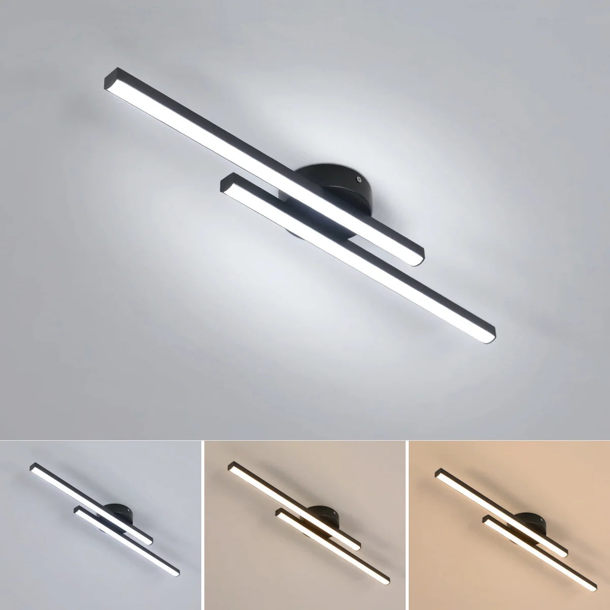 Dimmable LED Ceiling Light,17W 1530LM Modern Ceiling Lamp Dimmable 3 Colour Temperatures,60cm Simple Lines LED Wall Light For Bedroom