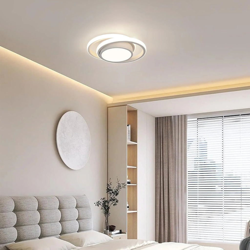 LED Ceiling Light, 36W 3240LM Modern Ceiling Light Dual-Round,Aluminum Close to Ceiling Light Fixture for Bedroom