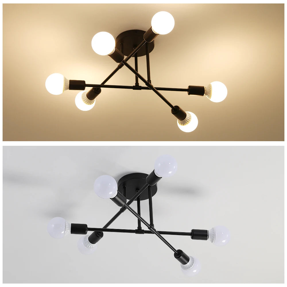 Modern Ceilihg Light, 6-Light Chandelier,Flush Mount Ceilihg Light Fixture for Bedroom,Dining Room,Office（Bulb not included）