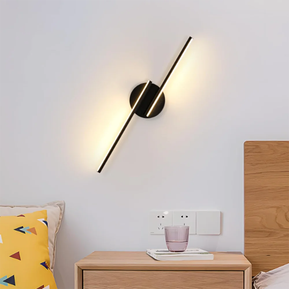 Nordic Minimalist Long Strip LED Wall Light,22W  Warm Light 3000K Black Wall Sconce for Indoor Living Room Bedroom Aisle