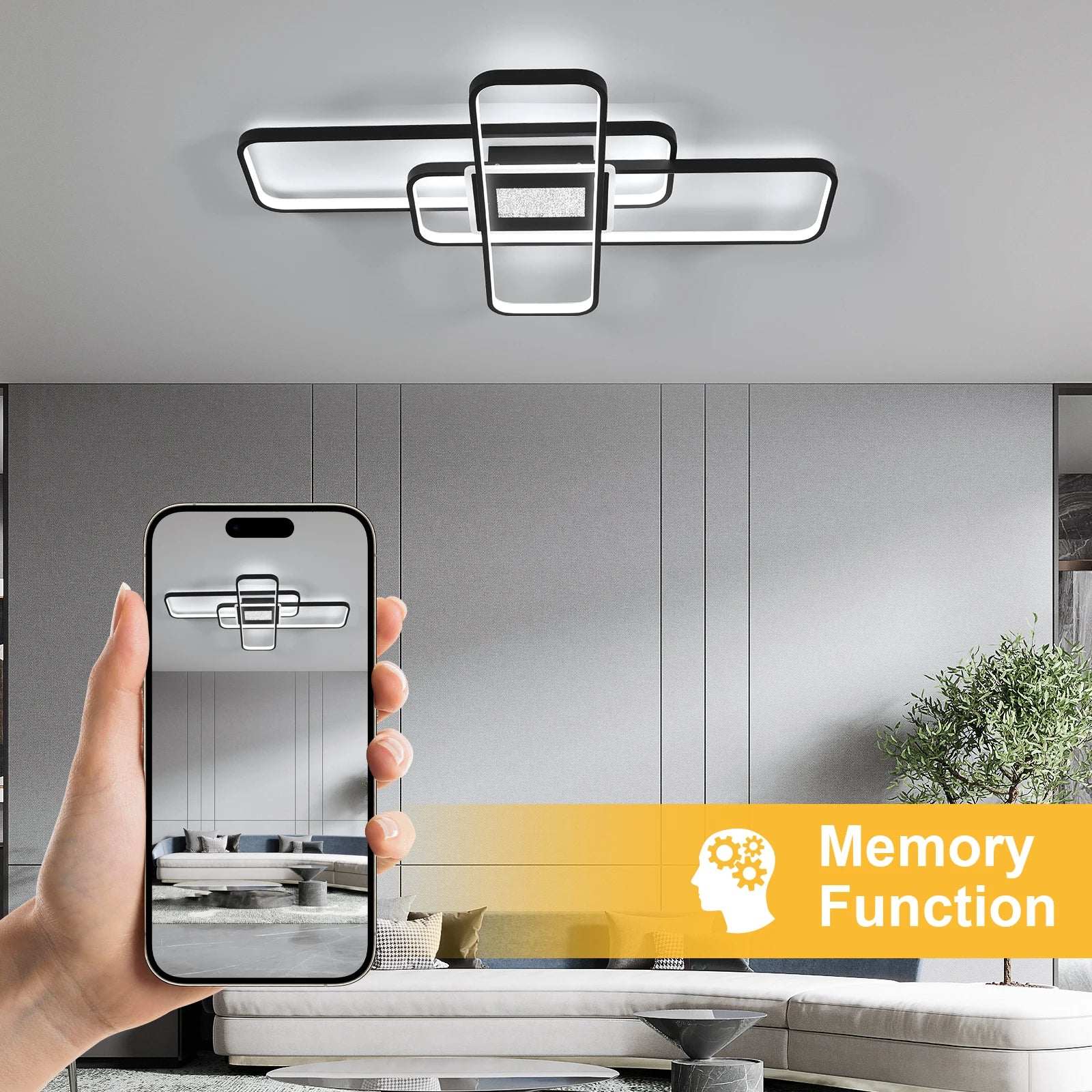 Dimmable LED Ceiling Lights,56W Square Light Fittings Ceilings with Remote Control/APP Control 3000K/4500K/6500K For Dining Room