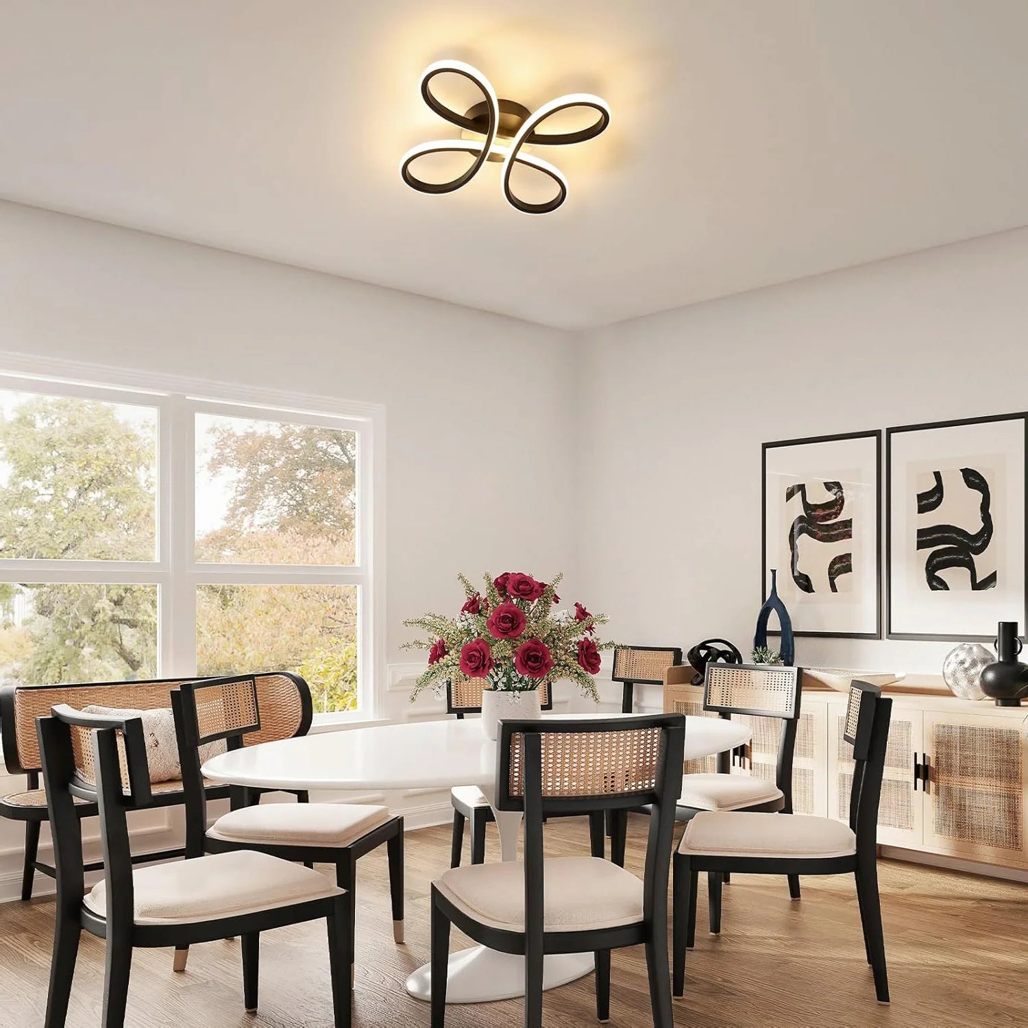 Minimalist Infinity Swirl LED Ceiling Lamp Fixed  Warm Light 3000K Non-Dimmable Surface Mount Light for Indoor Home