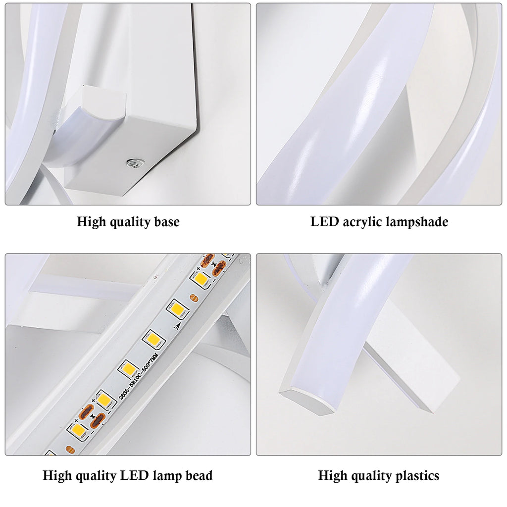 Modern LED Wall Lamp, 22W Spiral Twisted Design Wall Sconce Metal Indoor Lighting Fixture for Bedroom Living Room Corridor,Non-Dimmable,Warm Light 3000K