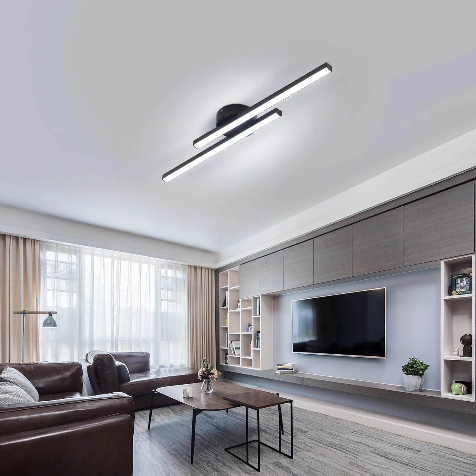 Dimmable LED Ceiling Light,17W 1530LM Modern Ceiling Lamp Dimmable 3 Colour Temperatures,60cm Simple Lines LED Wall Light For Bedroom