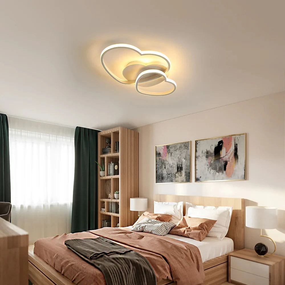 Dimmable LED Ceiling Light,64W Heart Ceiling Lamp 3000K/4500K/6500K,Chandelier White with Remote Control for Children's Room