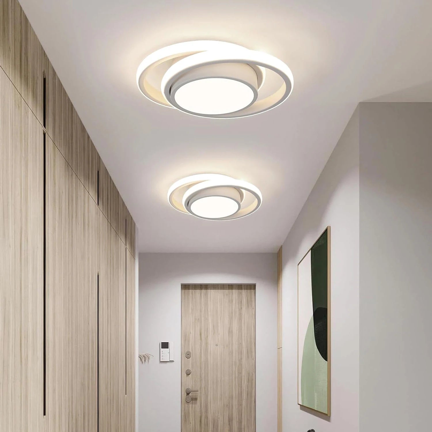 LED Ceiling Light, 36W 3240LM Modern Ceiling Light Dual-Round,Aluminum Close to Ceiling Light Fixture for Bedroom