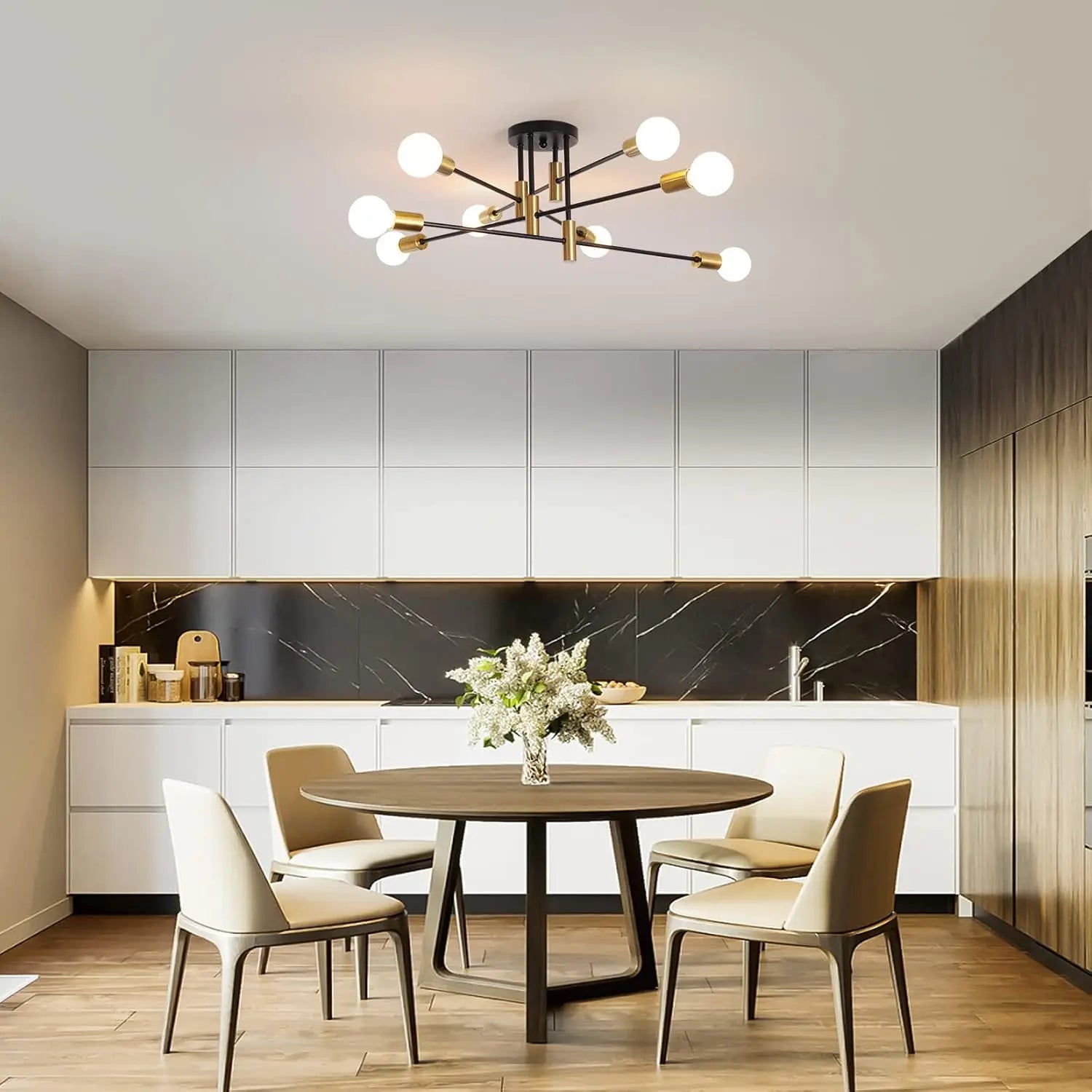 8-Light Ceiling Lamp,E27 Base Industrial Ceiling Lights,Ceiling Lamp for Dining Room,Bedroom(Bulb Not Included)