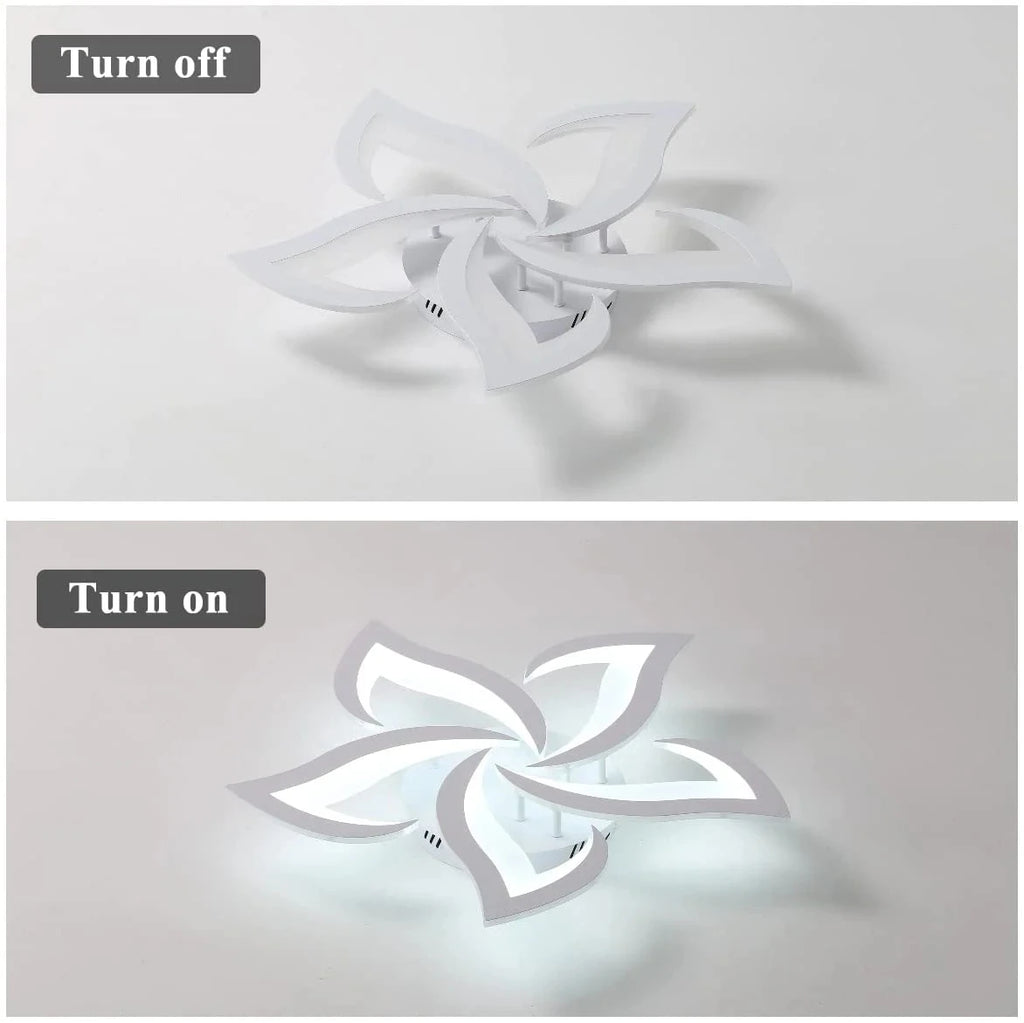 Mordern LED Ceiling Light,5 Heads of Petals 60W 6500LM LED Ceiling Lights,Cool White 6500K Chandelier for Living Room,Bedroom