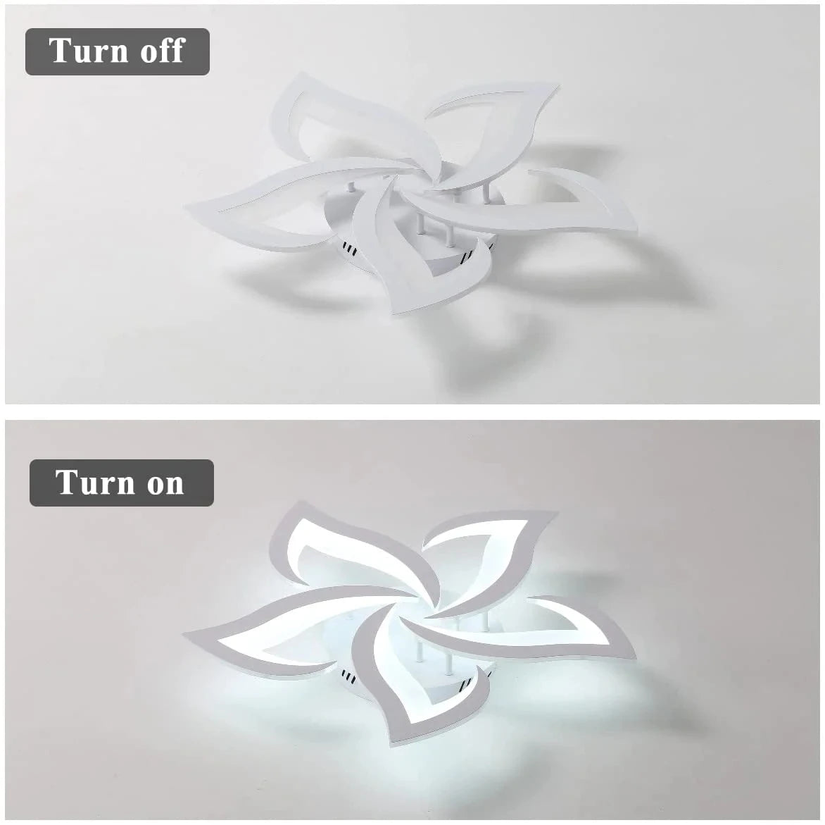 Mordern LED Ceiling Light,5 Heads of Petals 60W 6500LM LED Ceiling Lights,Cool White 6500K Chandelier for Living Room,Bedroom