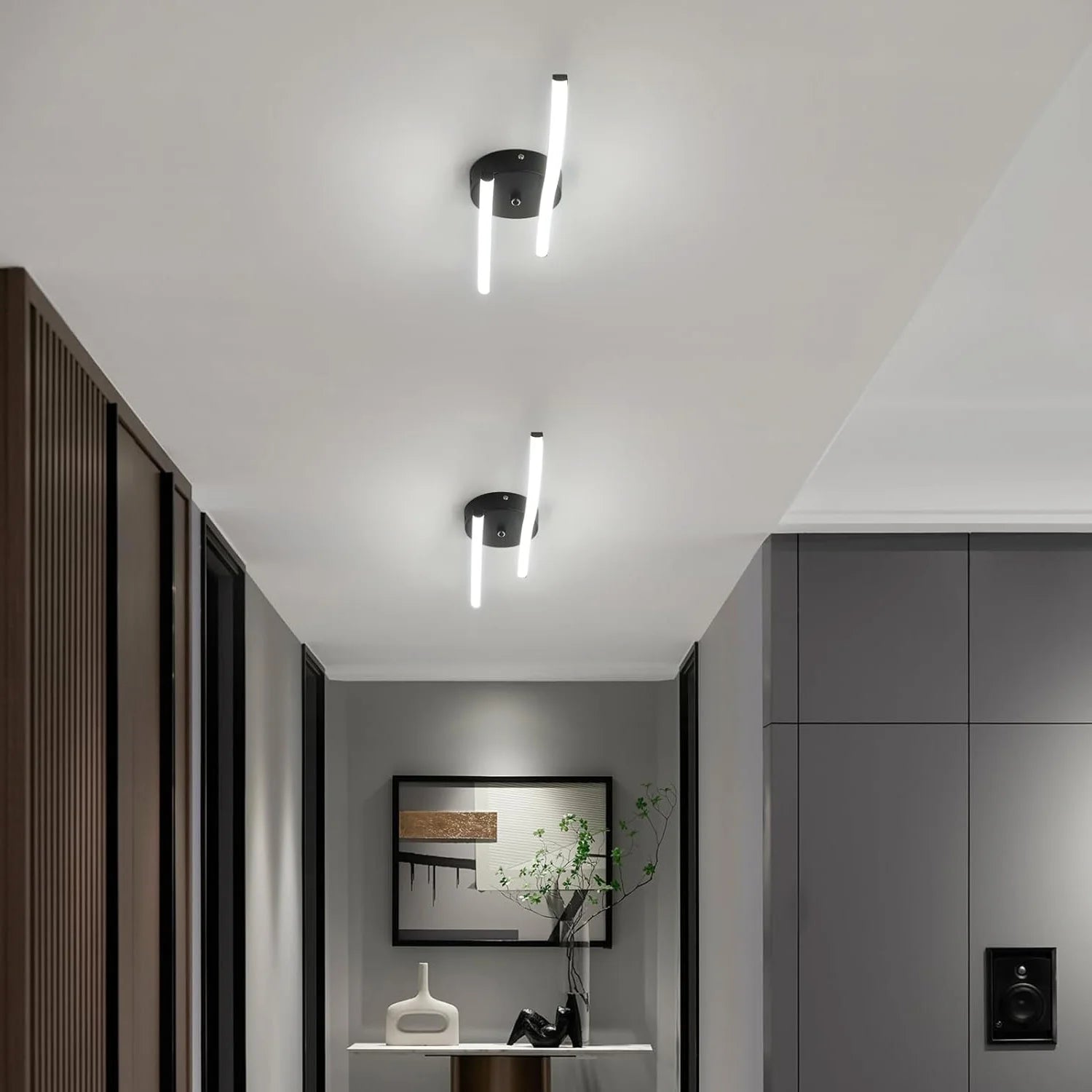 LED Ceiling Light,Modern 12W LED Ceiling Lamp Two parallel lines Indoor Acrylic Ceiling Lighting,6500K Cold White Light for Bedroom,Living Room