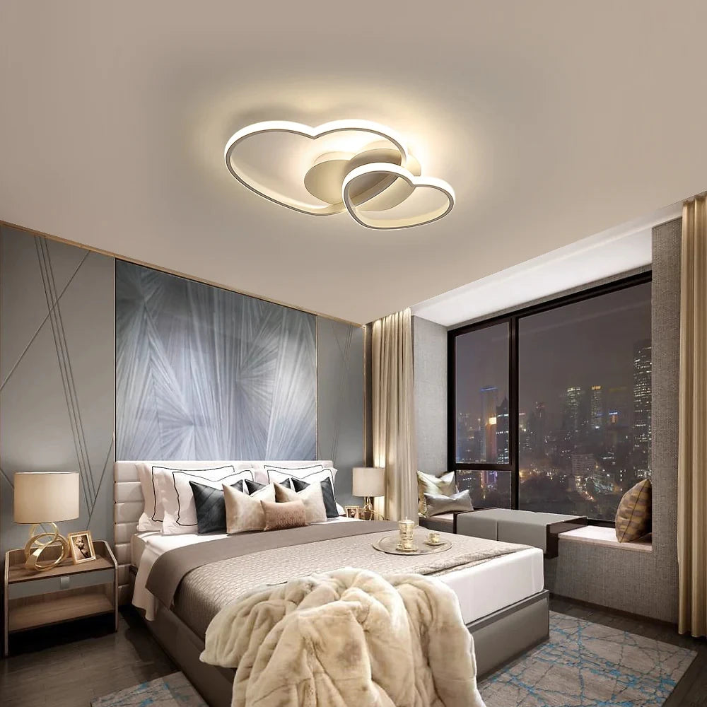 Dimmable LED Ceiling Light,64W Heart Ceiling Lamp 3000K/4500K/6500K,Chandelier White with Remote Control for Children's Room