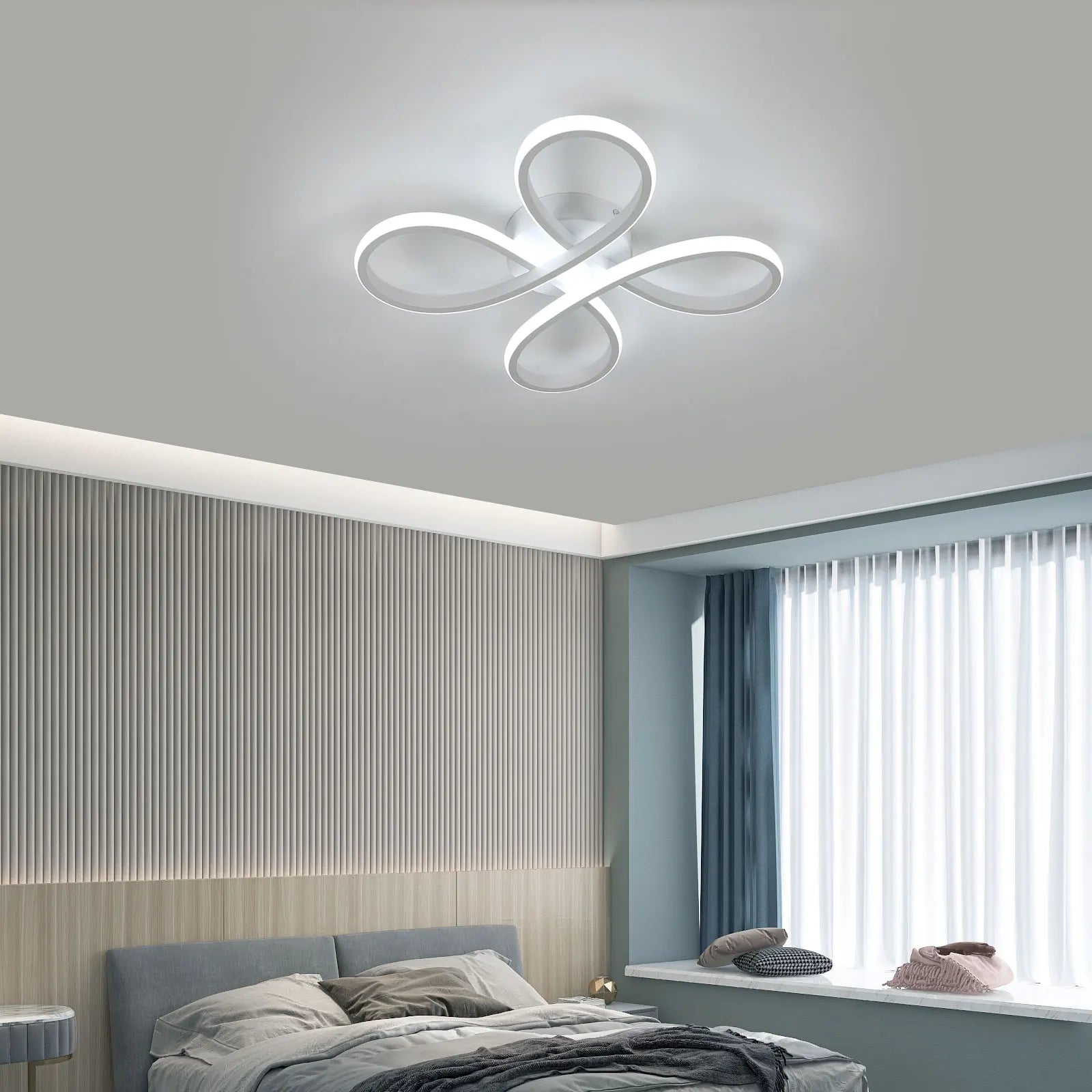 Modern LED Ceiling Lights,30W 2700LM Creative Flower Shape Chandeliers Ceiling Lamp For Bedroom,6500K Cool White Light