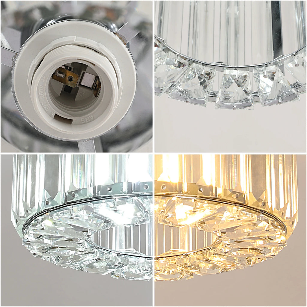 Crystal Ceiling Light,Close-to-Ceiling Lighting Fixture,For Hallway,Kitchen Island,Dining Room,E27 Base(Bulb Not Included)