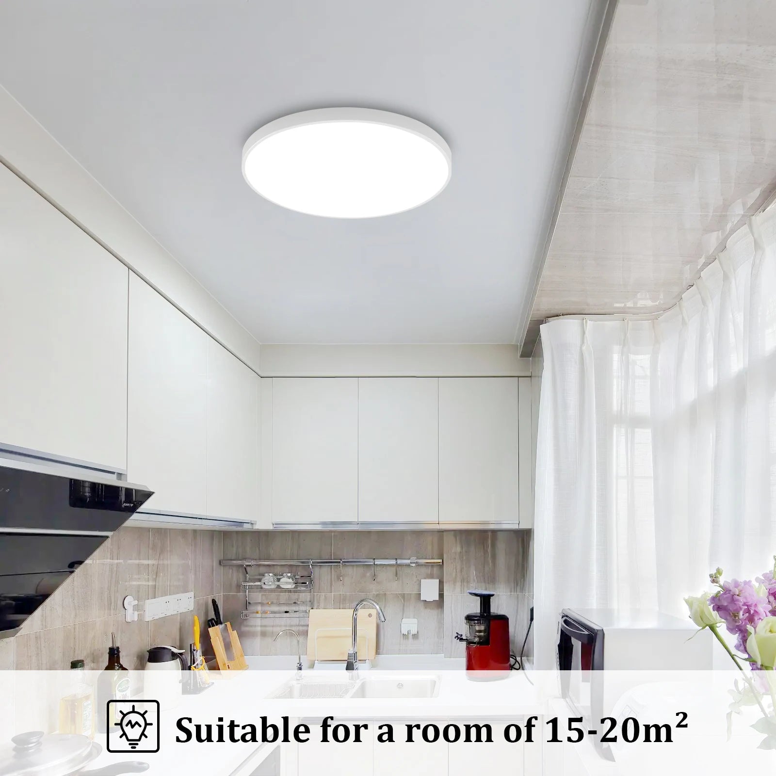 Ultra Thin Round LED Ceiling Light,6500K Cold White Light,Non-Dimmable,Modern Minimalist Ceiling Lamp for Bedroom Kitchen Living Room Home Lighting