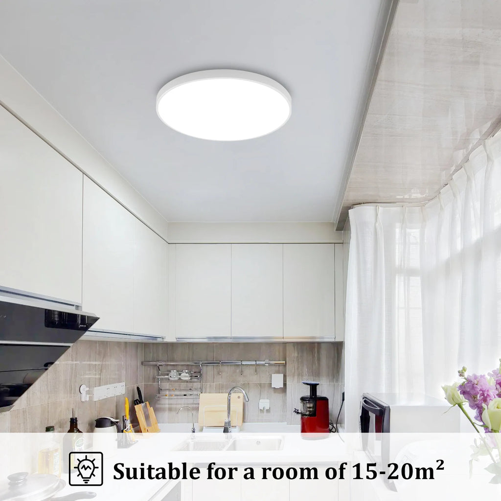 Ultra Thin Round LED Ceiling Light,6500K Cold White Light,Non-Dimmable,Modern Minimalist Ceiling Lamp for Bedroom Kitchen Living Room Home Lighting