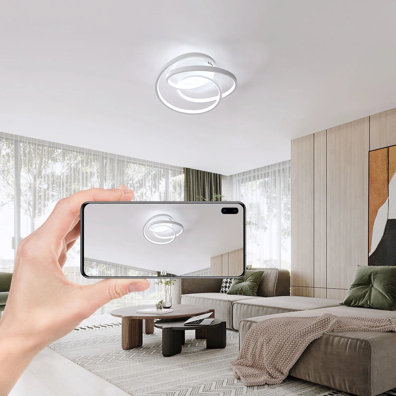 Modern Flush Mount Ceiling Light,Led Ceiling Light Fixtures,40W Close to Ceiling Lights,3000K Warm Light