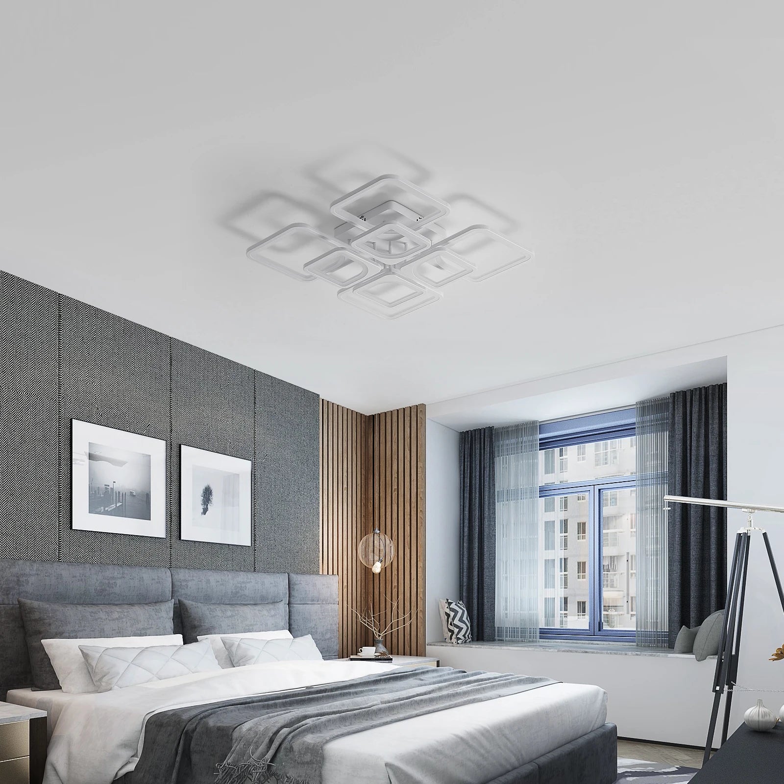 Dimmable LED Ceiling Light,80W 8000LM Ceiling Lamp with Remote Control,Square Ceiling Lamp for Living Room,Office,3000~6500K