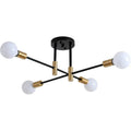 Ceiling Pendant Light, Industrial Semi built-in Ceiling 4 Lights Vintage Pendant Light E27 Black and gold Ceiling Light for Living Room Kitchen Bedroom Dining Room (Bulb Not Included)