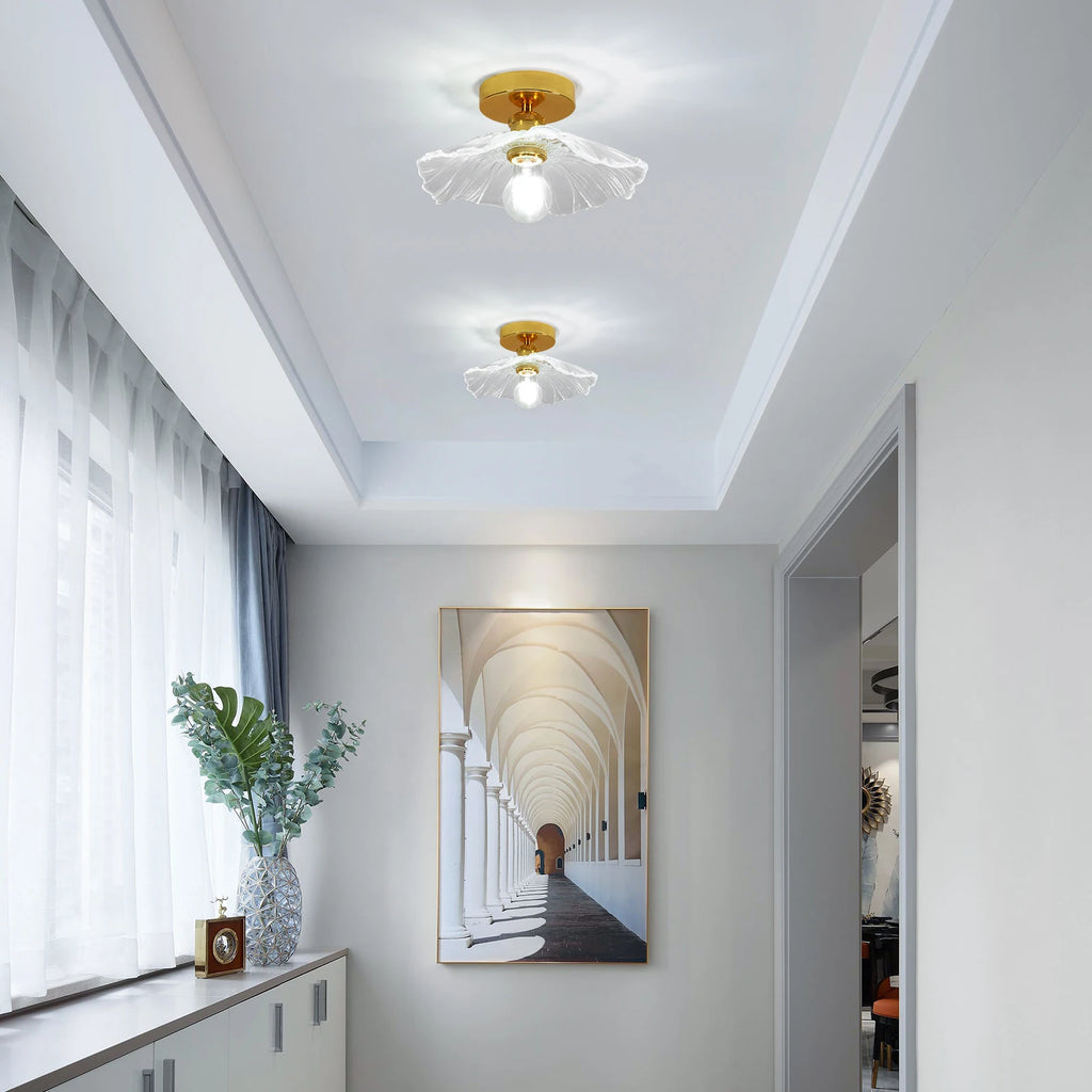 Flush Mount Ceiling Light,Clear Glass Shade Light Fixture,1 Light Lighting Fixture for Bedroom(Bulb Not Included)