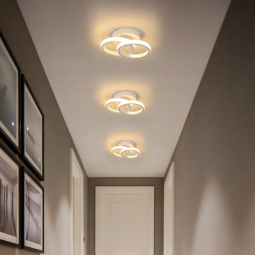 LED Ceiling Light, 2 Rings 22W Chandelier Modern Creative Design Ceiling Lamp for Corridor, Office, Bedroom