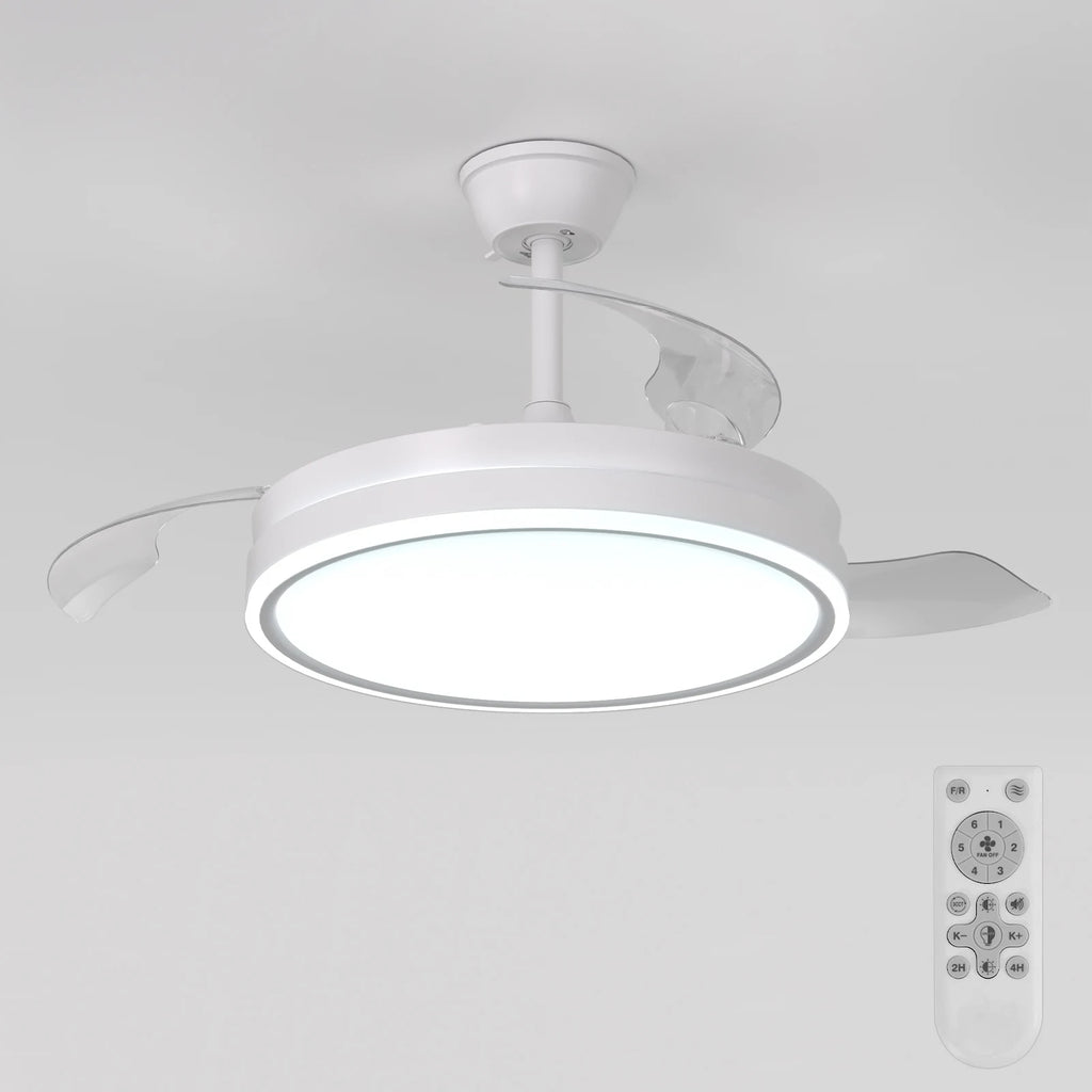 Dimmable Ceiling Fans Light,36W Ultra-Thin Fan Light With Remote Control 3000K/4500K/65000K,6 Speeds For Living Room
