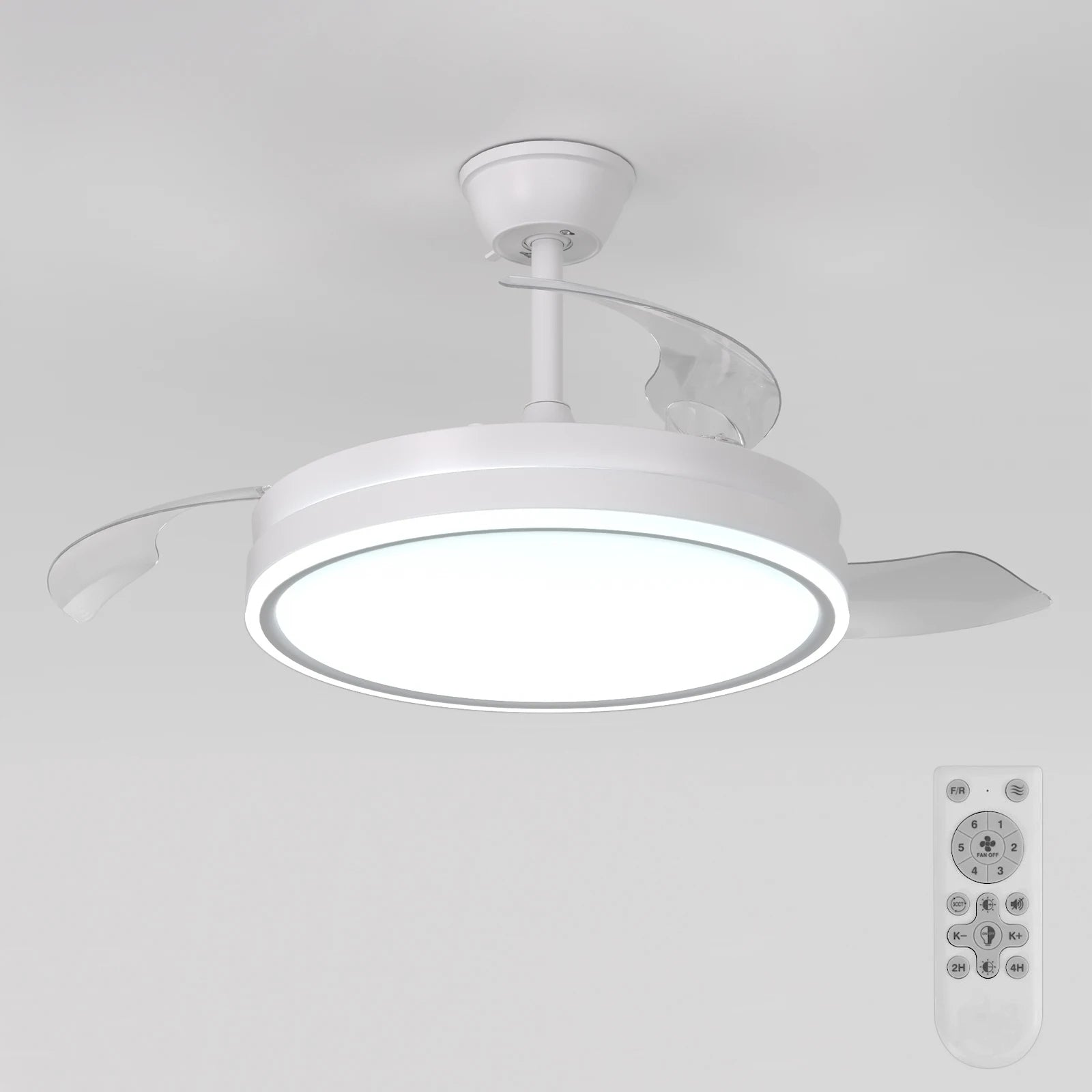 Dimmable Ceiling Fans Light,36W Ultra-Thin Fan Light With Remote Control 3000K/4500K/65000K,6 Speeds For Living Room