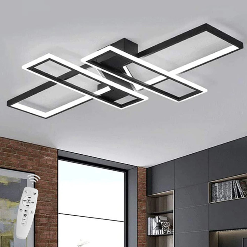 Dimmable LED Ceiling Light,Rectangular Aluminum Flush Mount Ceiling Lamp With Remote Control 3000K-6500K For Living Room