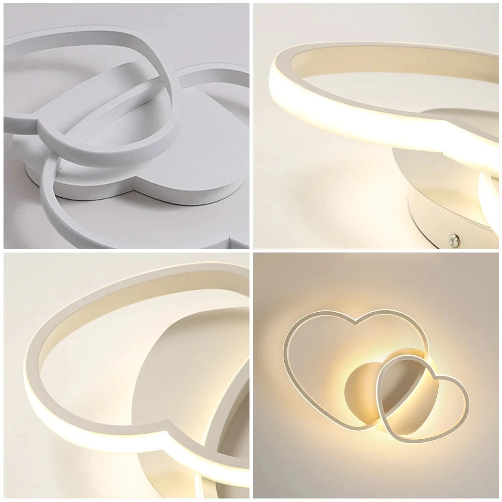 Dimmable LED Ceiling Light,64W Heart Ceiling Lamp 3000K/4500K/6500K,Chandelier White with Remote Control for Children's Room