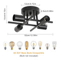 Industrial Ceiling Light,4-Light Semi Flush Mount Ceiling Lamp with E27 Sockets Chandelier for Bedroom(Bulb not included)