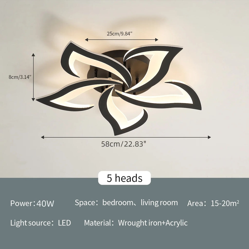 Dimmable LED Ceiling Light,40W 4700LM Modern Acrylic Ceiling Lights with Remote Control,Creative Petals Design For Living Room