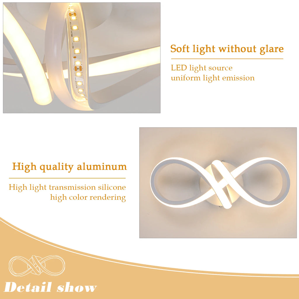 Modern LED Ceiling Lights, Curved Ceiling Lamp 20W 1800LM Warm White 3000K for Living Room,Dining Room