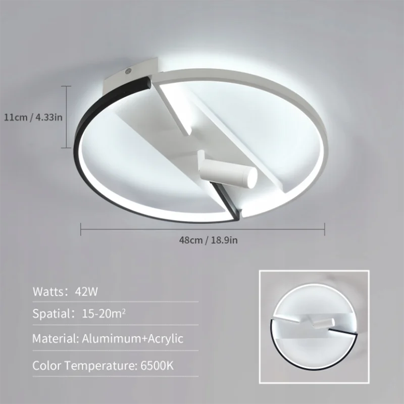 Modern LED Ceiling Light,42W Round Shape Personality Creative Ceiling Lighting For Bedroom,Living Room,Cool White Light 6500K