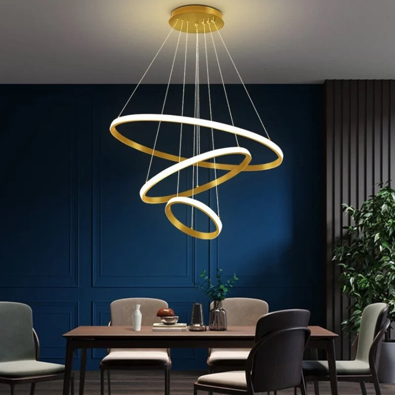 Dimmable Led Chandelier,Modern 40W 3 Rings Dimmable LED Chandeliers Light Fixture Pendant Light for Dining Room